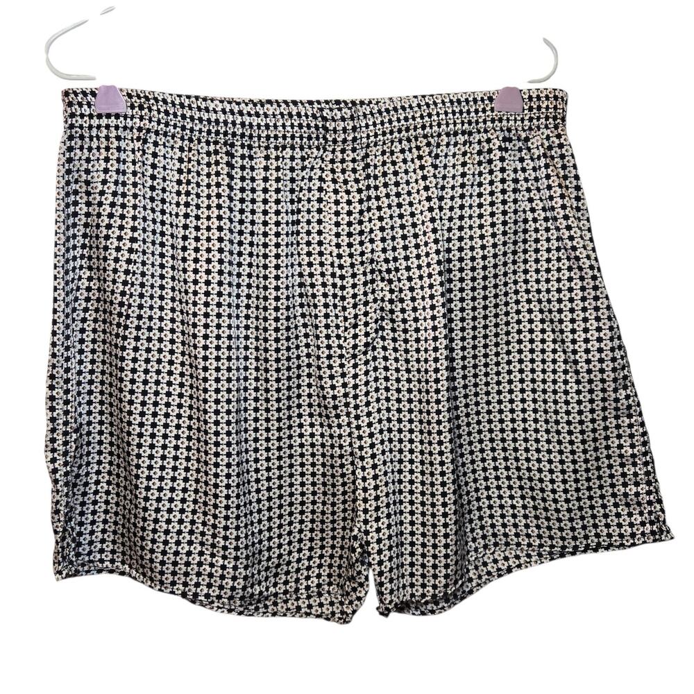Vtg Isaac Zelcer Accents Silk Lounge Shorts XL Geometric Print Luxury Relaxed